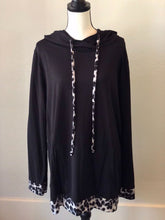 Load image into Gallery viewer, Black Leopard accent Hoodie-Plus Size