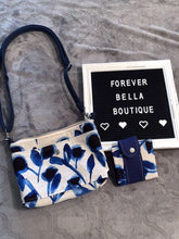 Load image into Gallery viewer, Sewl Food Studio Blue Floral Crossbody Purse & Wallet