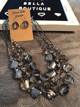 Load image into Gallery viewer, Faceted Black Glass Necklace Set
