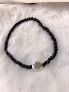 Faux coin pearl anklet