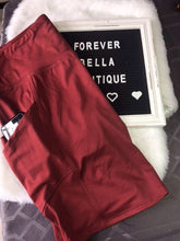 Load image into Gallery viewer, Burgundy Yoga Shorts with Pockets-Plus Size
