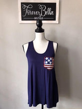 Load image into Gallery viewer, Navy Tank with Sequin Flag
