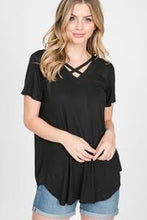 Load image into Gallery viewer, Black Criss-Cross Short Sleeve Tee
