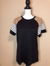 Load image into Gallery viewer, Sequins &amp; Stripes short sleeve black tee
