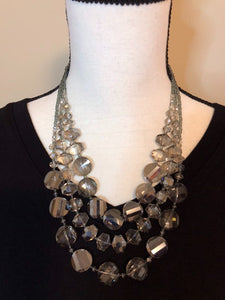 Faceted Black Glass Necklace Set