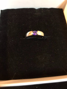 Sterling silver CZ amethyst channel ring