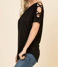 Load image into Gallery viewer, Black Criss-Cross Short Sleeve Top
