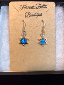 Sterling Silver Blue Lab Opal Earrings