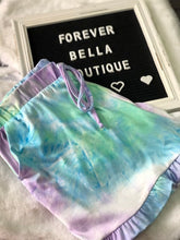 Load image into Gallery viewer, Aqua/Lilac Tie-dye Lounge Shorts
