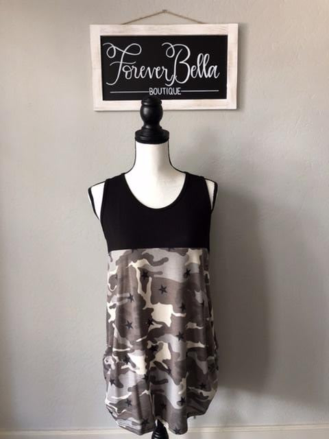 Gray Camo Sleeveless Top