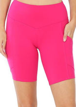 Load image into Gallery viewer, Hot Pink Yoga Shorts with Pockets
