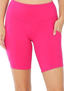 Hot Pink Yoga Shorts with Pockets