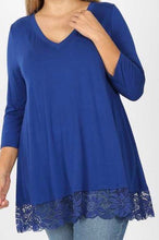 Load image into Gallery viewer, Lace Trim V-Neck Plus Size Top
