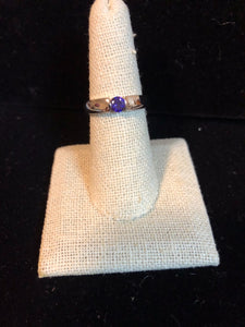 Sterling silver CZ amethyst channel ring