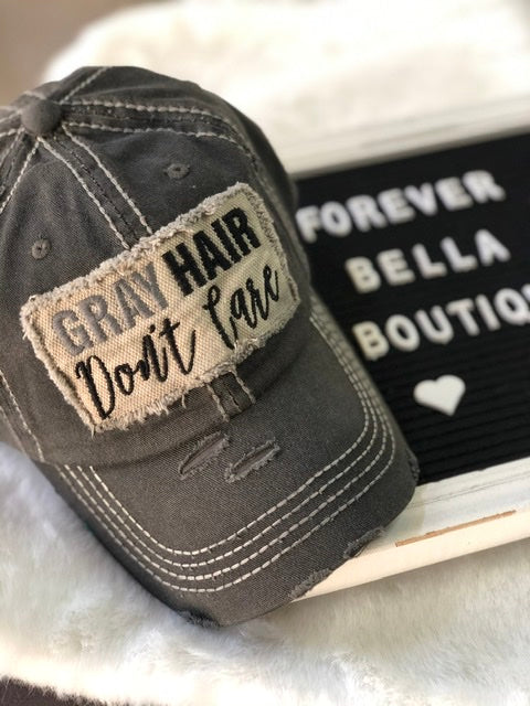 Gray Hair-Don’t Care Distressed Hat