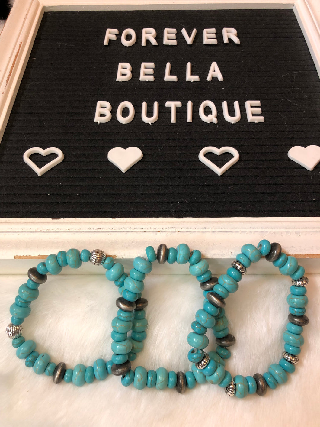 Turquoise stretch bracelet set