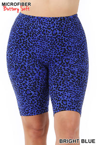 Blue Animal Print Legging Shorts-Plus Size