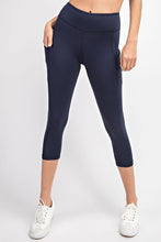 Load image into Gallery viewer, Navy Capri Leggings with Side Pockets
