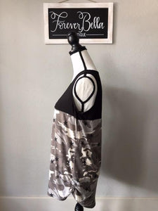 Gray Camo Sleeveless Top