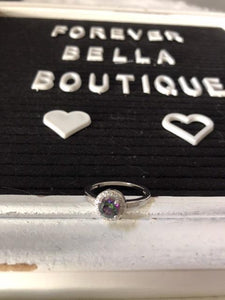 Rainbow CZ Sterling Silver Ring