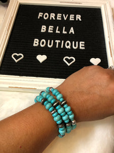 Turquoise stretch bracelet set