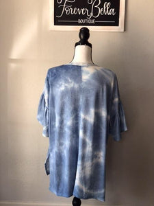 Tie-dye ruffle sleeve top