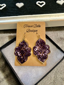 Purple Resin Moroccan Earrings