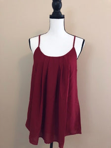 Dark Red Pleated Cami