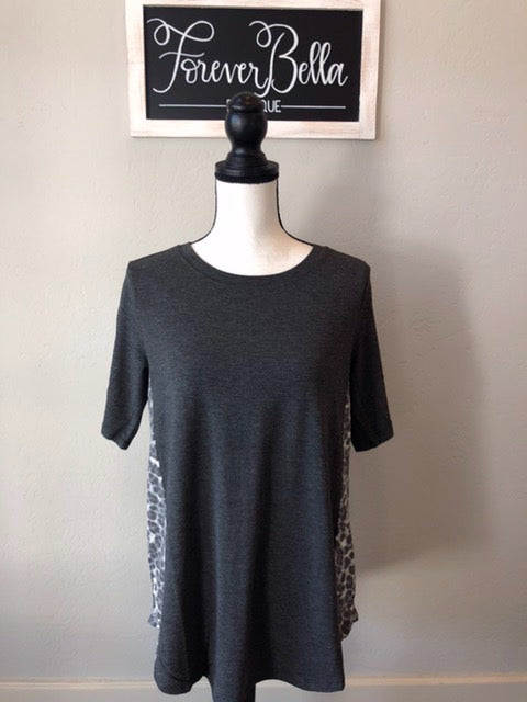 Gray top with Leopard side panel