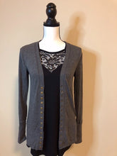 Load image into Gallery viewer, Charcoal Snap Button Down Cardigan Sweater
