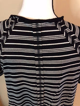 Load image into Gallery viewer, Black &amp; White Stripe V-Neck Babydoll Top
