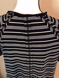 Black & White Stripe V-Neck Babydoll Top