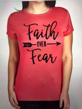 Load image into Gallery viewer, Faith over Fear Coral Tee
