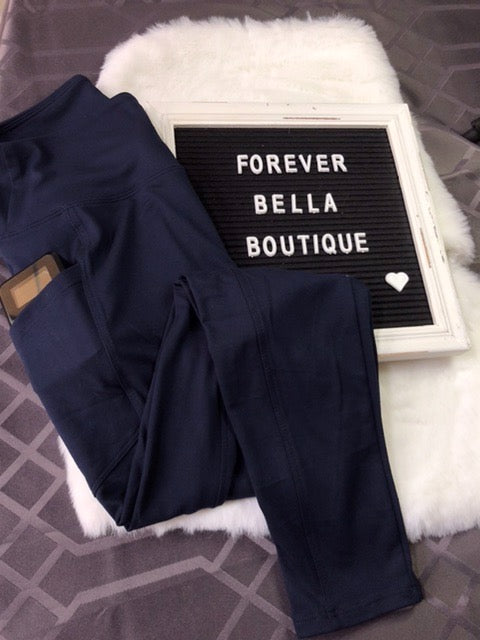 Navy Blue Leggings with Pockets