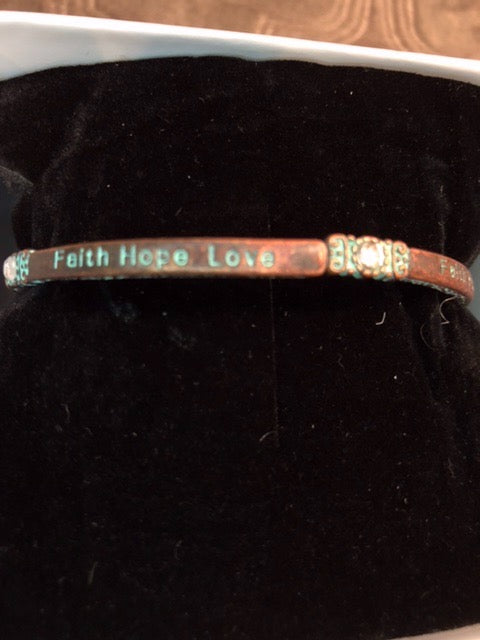 Faith, Hope, Love stretch bracelet