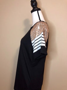Sequins & Stripes short sleeve black tee