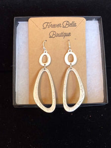 Silver Double Oval Dangle Earrings